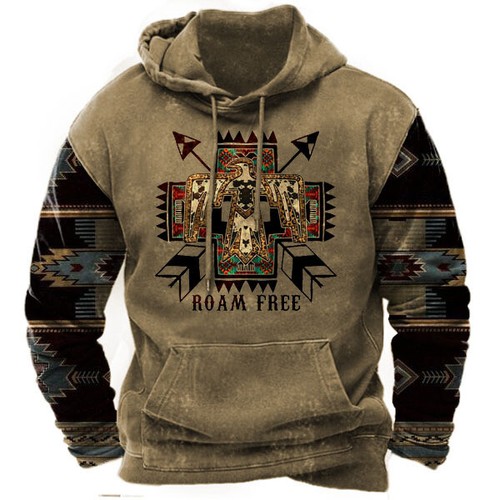 Men's Western Aztec Sweatshirts Pullover Ethnic Print Graphic Hoodies