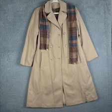 Vintage Trench Coat Women's Size Small 9/10 Forecaster of Boston Lined w/ Scarf