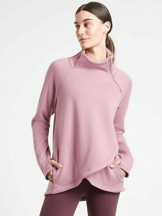 NEW ATHLETA Cozy Karma Asym Pullover DOGWOOD Mauve Sweatshirt XSP