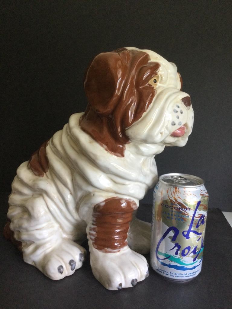 BIG 11” HEAVY  ENGLISH BULLDOG POTTERY FIGURINE DOULTON ? STAFFORDSHIRE ?
