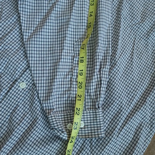 Structure Black White Mens L Dress Shirt Gingham Check Plaid Long Sleeve Vtg - Picture 10 of 11