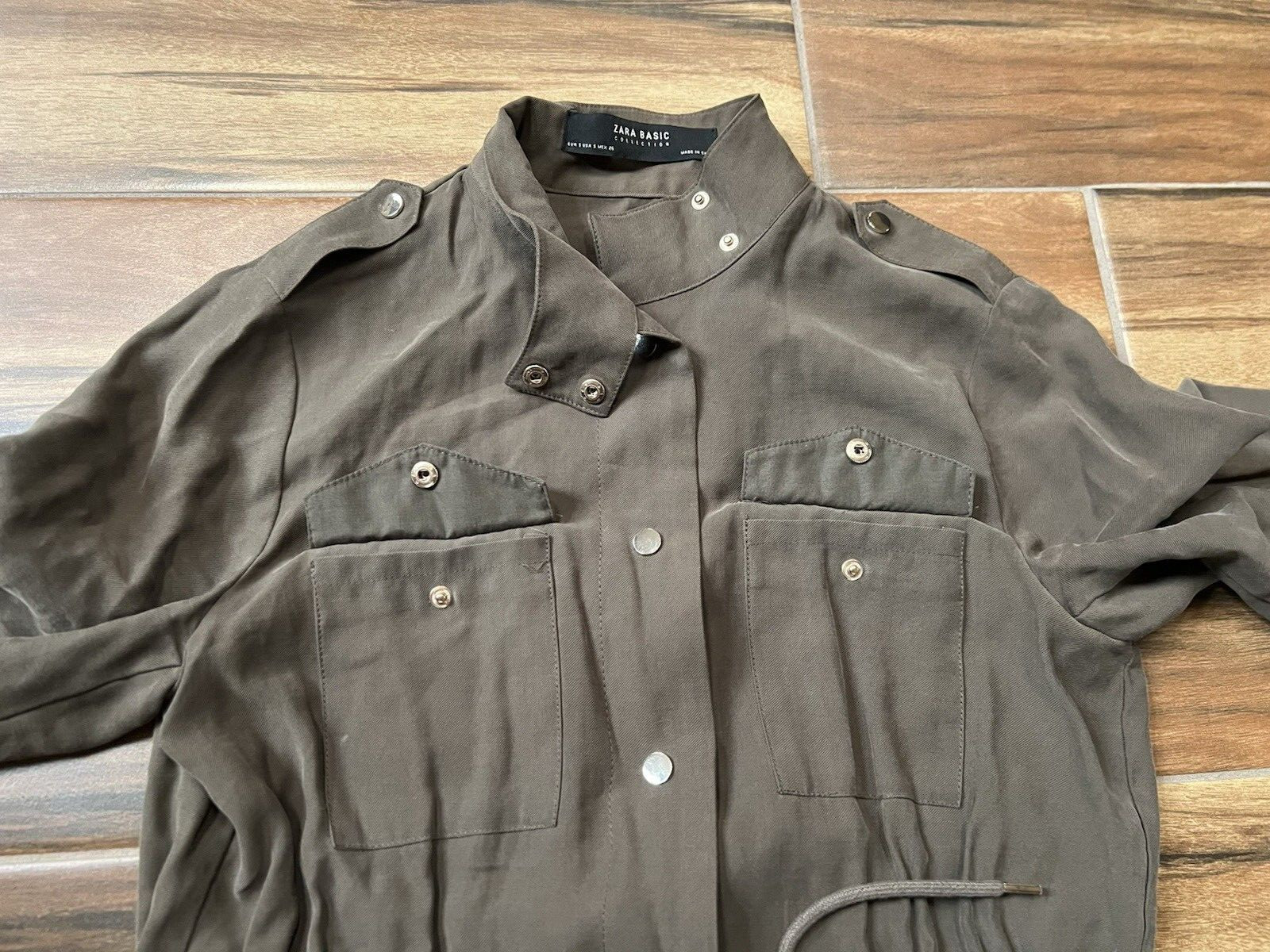 Zara Basic Utility Jacket Olive Green Size Small … - image 5