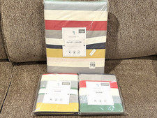 Pottery Barn Kids Organic Max Stripe Full/Queen Duvet Cover Shams, Multicolor