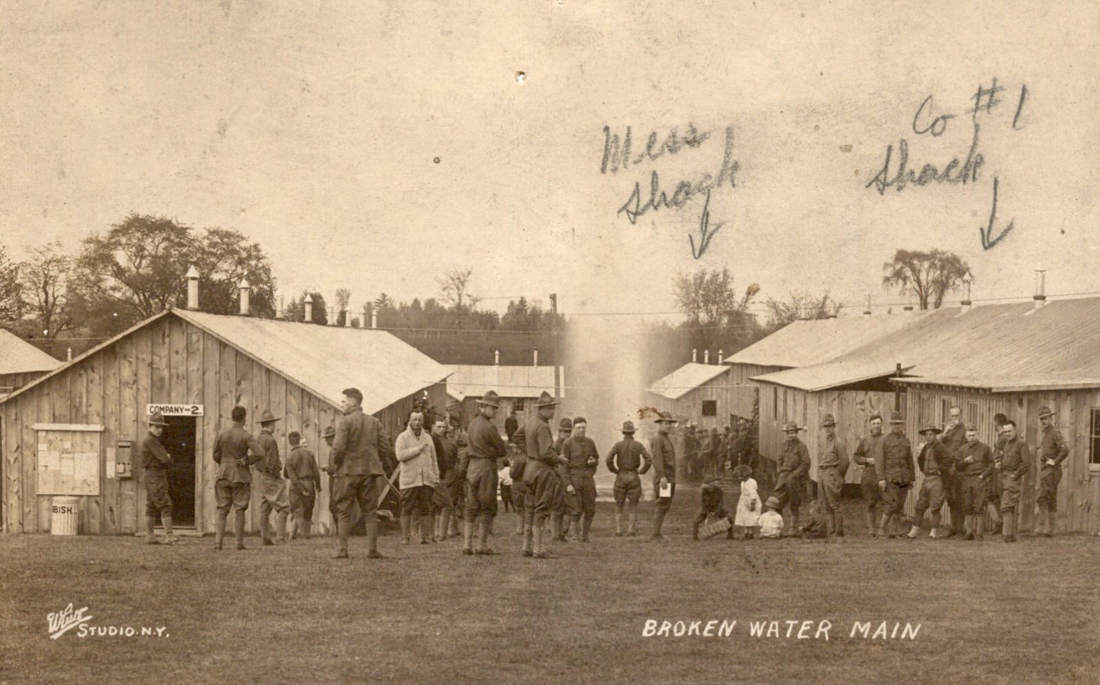 RPPC " BROKEN WATER MAIN 2 , WW1 , WATERTOWN , NEW YORK