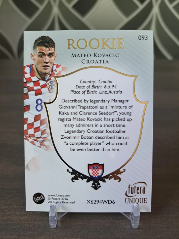2016 Futera Unique 093 Mateo Kovacic ROOKIE CARD Croatia Manchester City RC - Image 2 of 2