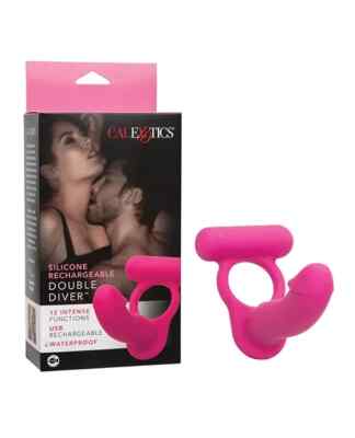 Silicone Rechargeable Double Diver - 12 Intense Functions - Pink