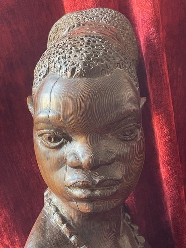Unique grande sculpture signée Benoit Konongo portrait femme mangbetu Congo - Imagen 8 de 24