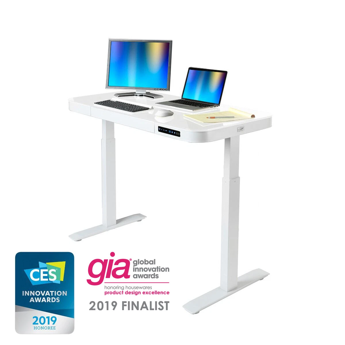 Seville classics modern white height adjustable electric online desk