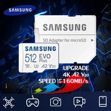 New Samsung EVO/PRO MicroSDXC V30 4K U3 A2 512GB  Flash Memory Card With Adapter