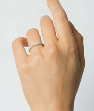 14K White Gold Over Diamond Wedding Band Stacking Half Eternity Band Micro Paved