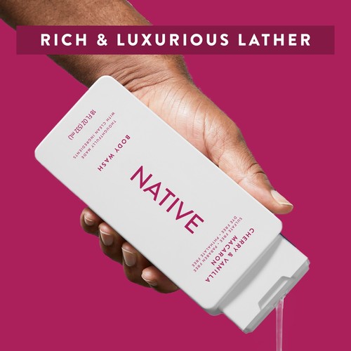 Native Natural Body Wash, Cherry & Vanilla Macaron, Sulfate Free, 18 oz - Picture 3 of 7