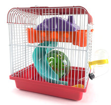 Small Pet Cage Hamster Mouse Rodent House Habitat Double Door Wheel Feeder Tube