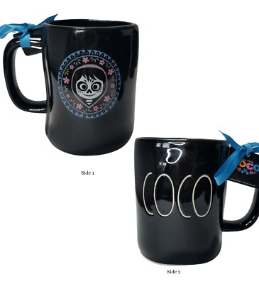 RAE DUNN Disney Pixar Coco ''Coco'' LL Double Sided Black Mug!  New!