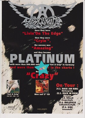 AEROSMITH - Crazy - Original Werbeanzeige 1994 / Werbung / Promotion