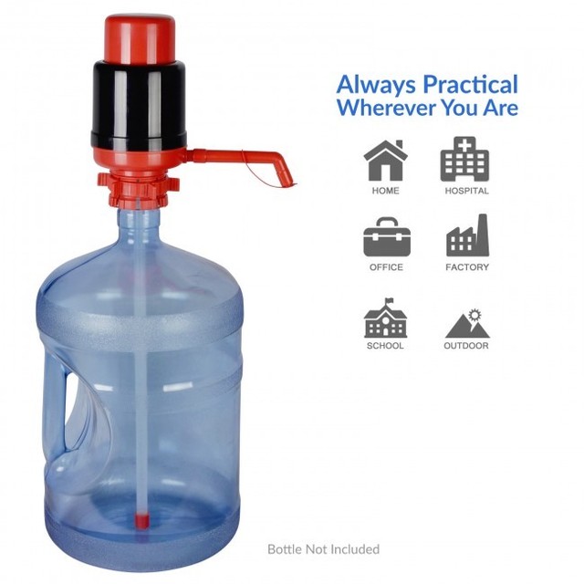 Red Black Water Bottle Hand Pump Dispenser For 3 & 5 Gallon Bottles