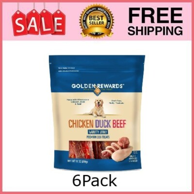 6P Golden Rewards Chicken, Duck and Beef Premium Variety Jerky Treats for Dogs,