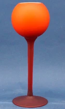 MURANO Carlo Moretti Orange & white layered glass vase Design Venice ITALY 1900