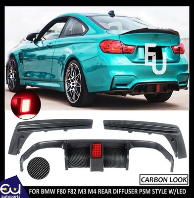 FÜR BMW F80 M3 F82 F83 M4 F1 STYLE HECKDIFFUSOR MIT LICHT 2013-2020 CARBON LOOK