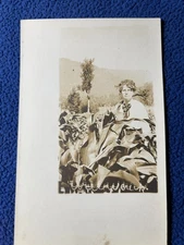 RPPC vintage POSTCARD young FEMALE BEAUTY farm girl WOMAN IN CORN FIELD