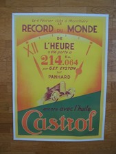 Affiche publicitaire Castrol record Panhard 61 x 45 cm reproduction Automobile