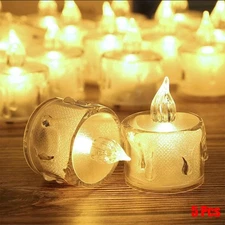 Crystal LED Flameless Realistic Flickering Effect Tea Light Candles (Set of 5)