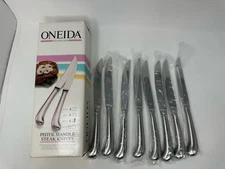 Vintage Oneida Steak Knives Set of 8 Pistol Handle Stainless Steel New in Box