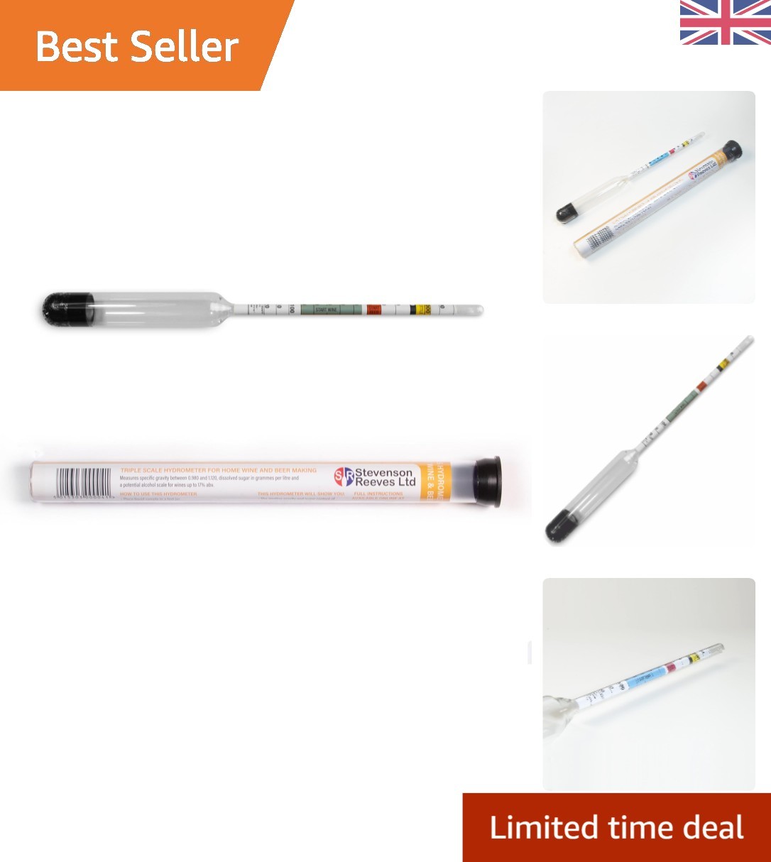 Compact Triple Scale Hydrometer S1011 - Essential Tool for Winemaking & Brewing