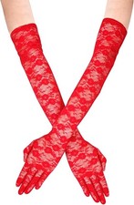 17" Lace Opera Tea Party Gloves elegant floral bride prom princess woman girl