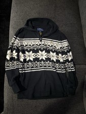 Polo Ralph Lauren Boys 1/4 Zip Fair Isle Sweater Black White Size S 8 