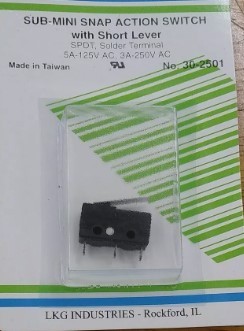 Acme 30-2501 Philmore Sub-Mini Snap Action Switch w/Short Lever
