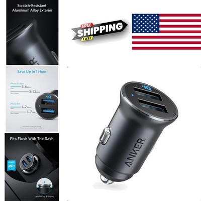 Efficient 24W Car Charger Dual USB Ports Aluminum Alloy for Multiple Devices