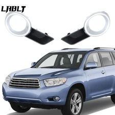 For Toyota Highlander 2008 2009 2010 Front Fog Light Lamp Silver Cover Trim Pair
