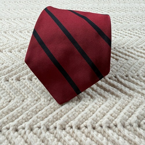 Brooks Brothers Makers Necktie Tie Red Navy Stripe Preppy USA Made Silk Business
