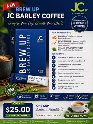JC Coffee Brew Up JC Barley Coffee Instant Coffee Organic Sachet 150 g