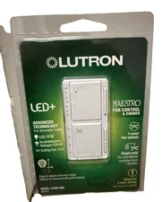 Lutron Maestro Fan Control and Light Dimmer - White. NIB. FAST SHIPPING.