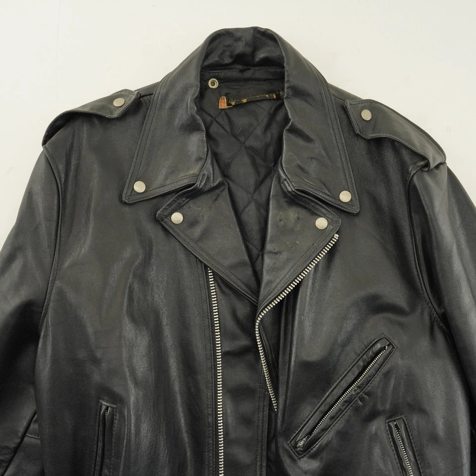 Chaqueta de cuero Harley Davidson 54 negra 3XL de colección hebilla de cinturón de motocicleta pesada Foto 4 de 4