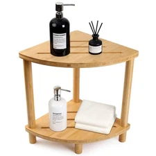 Upgraded Bamboo Corner Shower Stool for Inside Shower Waterproof,2-Tier Showe...