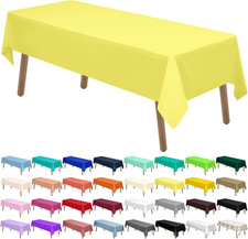Light Yellow Plastic Tablecloths 2 Pack Disposable Table Covers 54 x 108 Inch Br