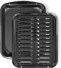 Broiler Pan for Oven Nonstick Porcelain Coated - 16.75” x 12.75” Black 