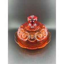 L.E. Smith Glass Moon and Stars butter/cheese Dish I GLOW