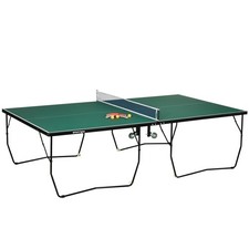 SPORTNOW 9FT Folding Table Tennis Table w/ 8 Wheels for Indoors, Green