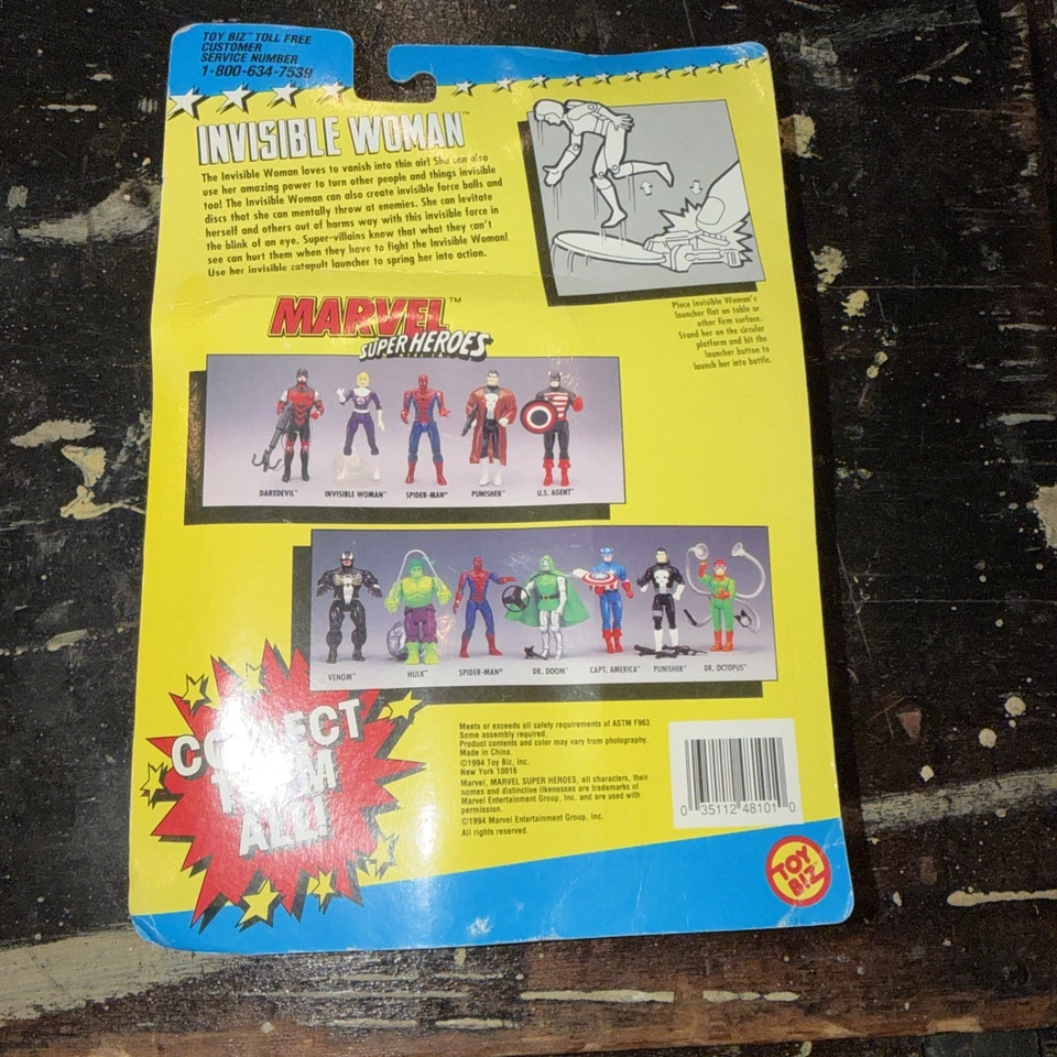 Boneco ToyBiz '94 Marvel Super Heroes Fantastic 4 MULHER INVISÍVEL Catapulta Poder - Imagem 3 de 3