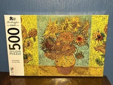 HINKLER Jigsaw Puzzle Mindbogglers Gold - Sunflower Van Gogh Art 500 Piece, NEW 