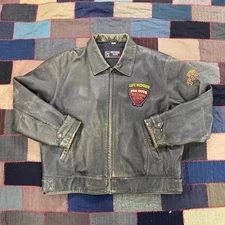 Vintage 90's PGA Tour Life Member Embroidered Crest Full Zip Leather Jacket XXL