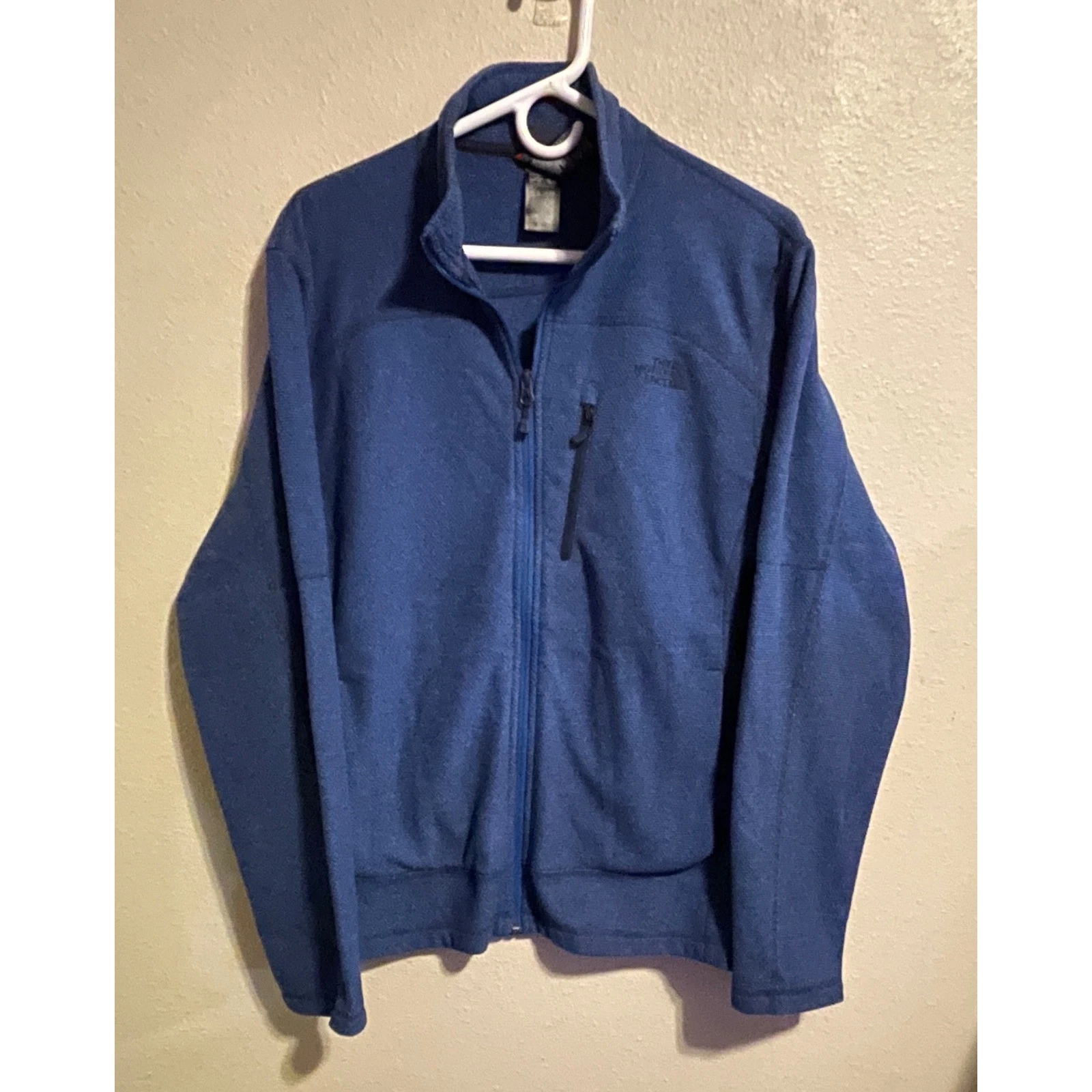 The North Face Mens Fleece Jacket Full Zip Blue Outdoor Hiking Coat Medium