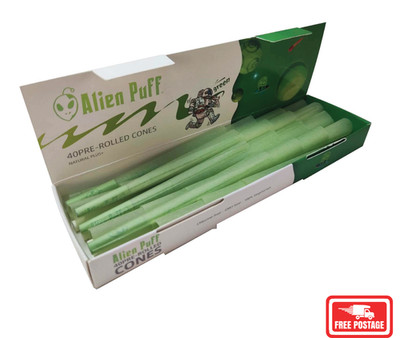 Alien Puff grüne vorgerollte Zapfen, King Size (40 Zapfen pro Packung)