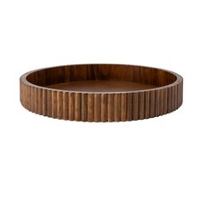 Ribbed Wood Decorative Serving Tray