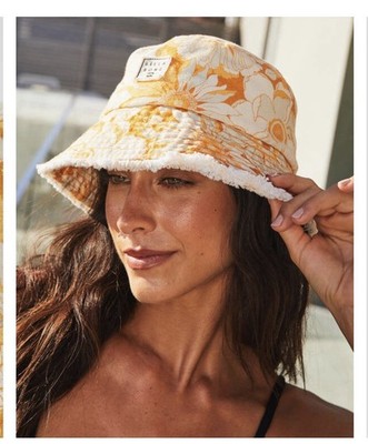 BILLABONG Dalilah Cotton Floral Bucket Hat Rust Size M-L Beach Surf Sold Out NWT