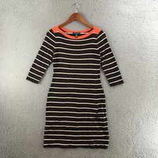 Lauren Ralph Lauren A-Line Dress Womens S/P Brown Striped 3/4 Sleeve Boat Neck