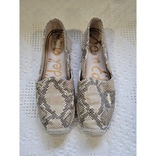 Sam Edelman Snakeskin Print Espadrille Flats Women's Size 8M Beige Snake